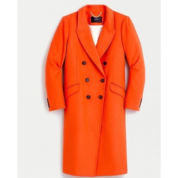 J. Crew Jackets & Blazers - J. Crew Vibrant Orange Double-Breasted Wool Pea Coat